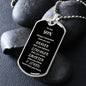 To My Son | Engraved Dog Tag Necklace PERSONALIZED (Brave Silver)