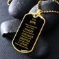To My Son | Engraved Dog Tag Necklace PERSONALIZED (Brave Gold)