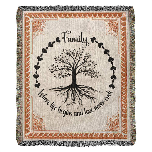 Family is Where Life Begins | Woven Blanket