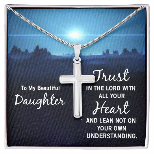 To My Beautiful Daughter | Stainless Steel Cross Necklace