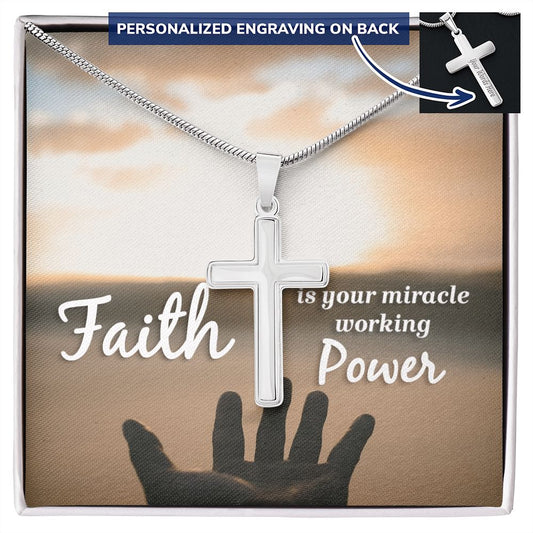Faith is Your Miracle | PERSONALIZED Cross Necklace (Sunrise)