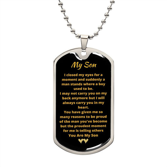 To My Son | Engraved Dog Tag Necklace PERSONALIZED