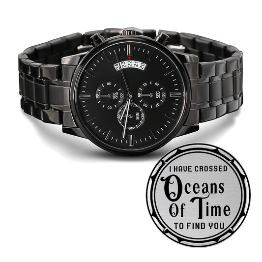 Oceans of Time | Engraved Black Chronograph Watch