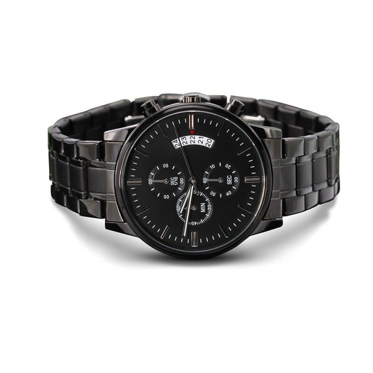 Black Chronograph Watch | PERSONALIZED with YOUR MESSAGE