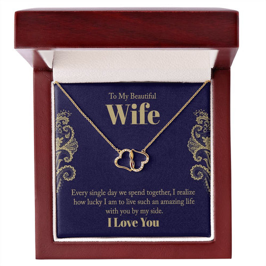 To My Beautiful Wife | "Everlasting Love" GOLD Necklace (Deep Purple)