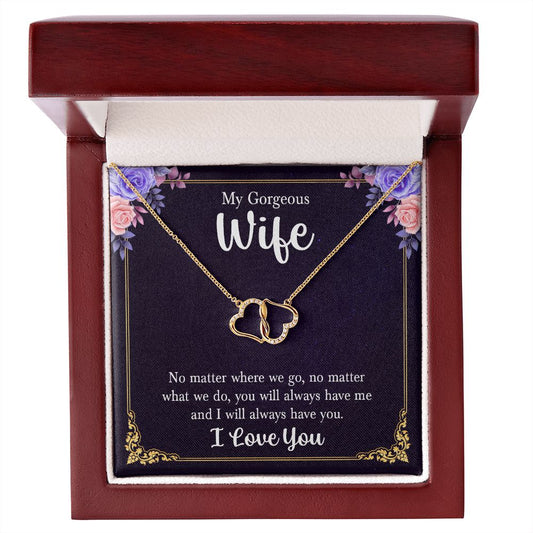 To My Gorgeous Wife | "Everlasting Love" GOLD Necklace (Purple Rose)
