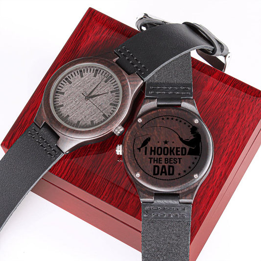 Hooked on Dad | Engraved Sandalwood Watch