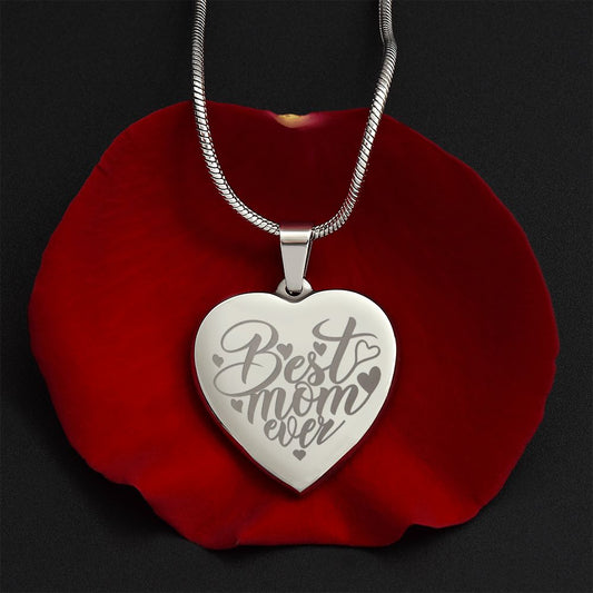 Best Mom Ever | Engraved Heart Necklace PERSONALIZED