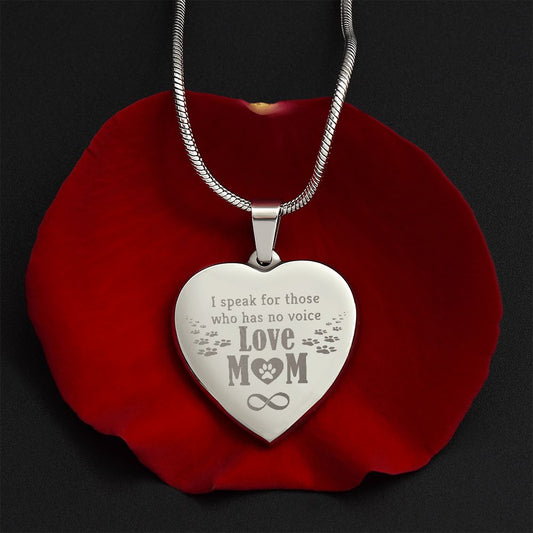 Pet Mom | Engraved Heart Necklace PERSONALIZED