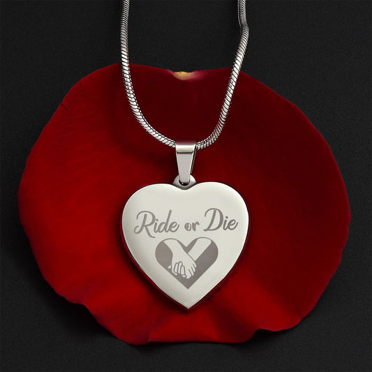 Ride or Die | Engraved Heart Necklace PERSONALIZED