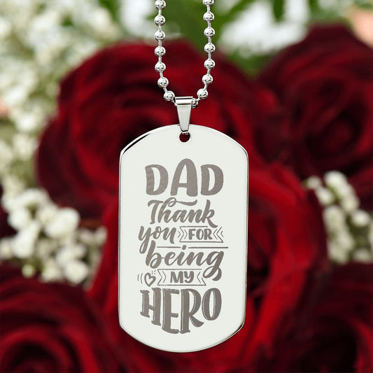 Hero Dad | Engraved Dog Tag Necklace PERSONALIZED