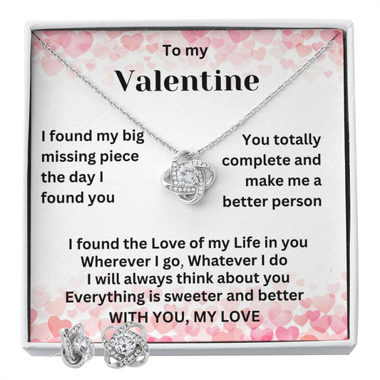 To My Valentine | "Love Knot" Earring and Necklace SET (Framed Hearts)