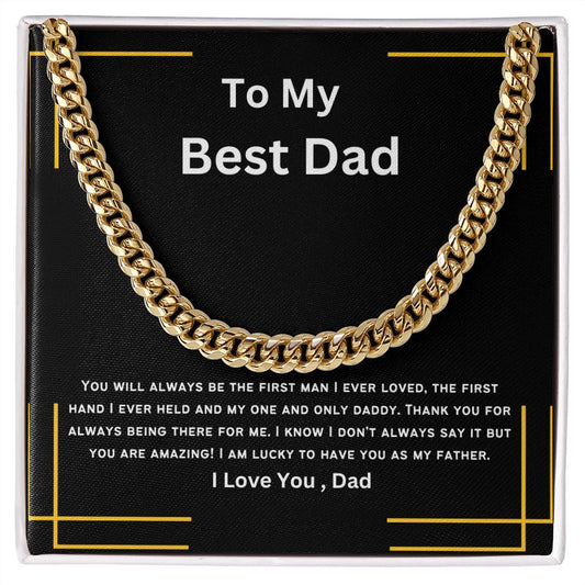 To My Best Dad | Cuban Link Chain (Gold Line)
