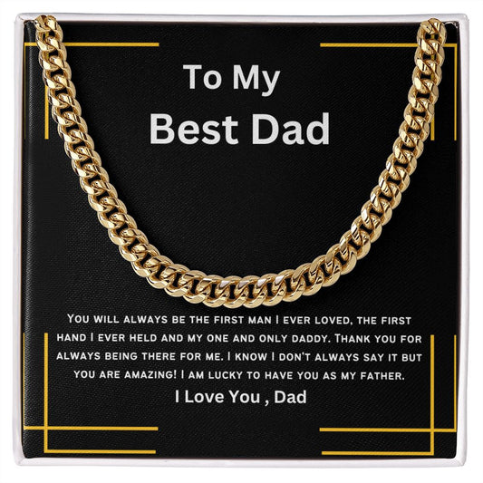 To My Best Dad | Cuban Link Chain (Gold Line)