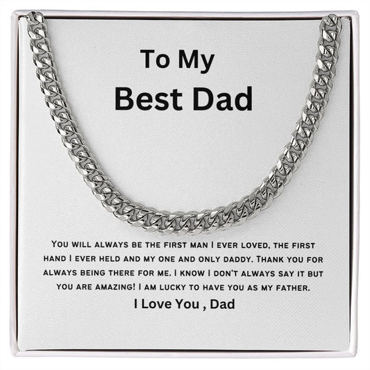 To My Best Dad | Cuban Link Chain (Black on White)