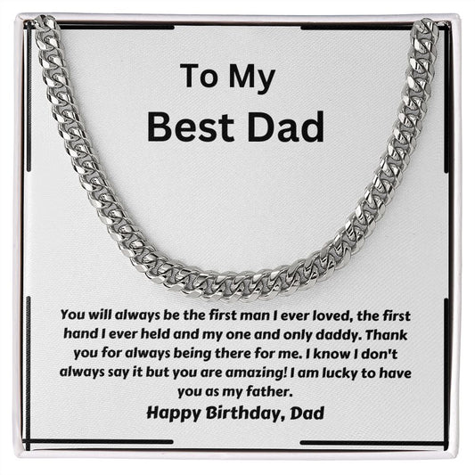 Happy Birthday Dad | Cuban Link Chain (White Line)