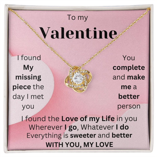 To My Valentine | "Love Knot" Necklace (Pink Swirl)