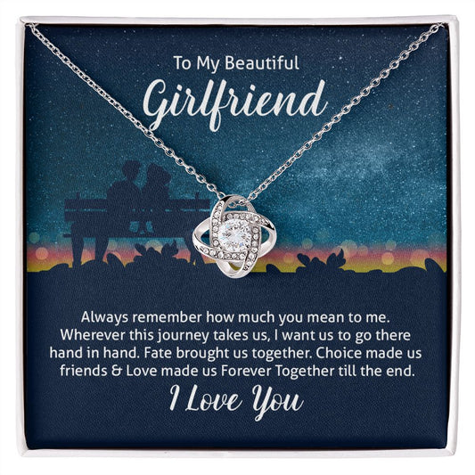 To My Beautiful Girlfriend | "Love Knot" Necklace (Starry Night)