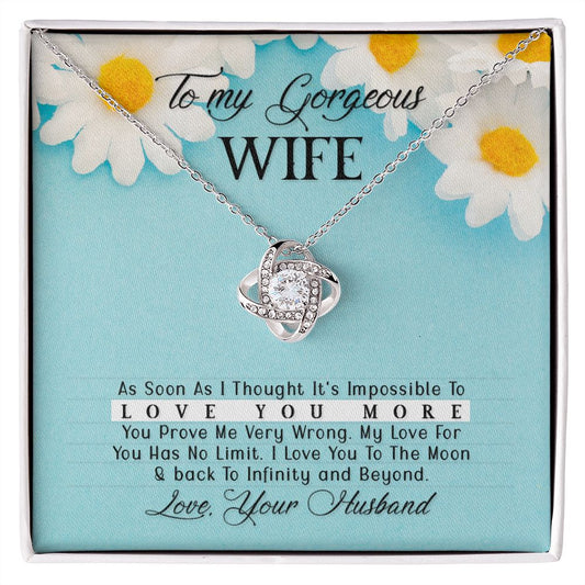 To My Gorgeous Wife | "Love Knot" Necklace (Daisies)