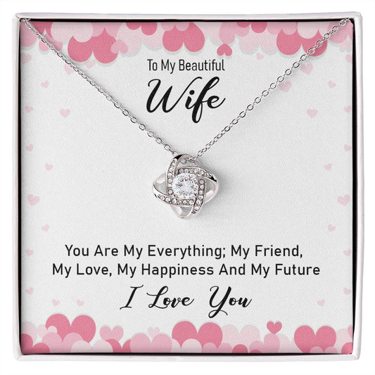 To My Beautiful Wife | "Love Knot" Necklace (Framed Hearts)
