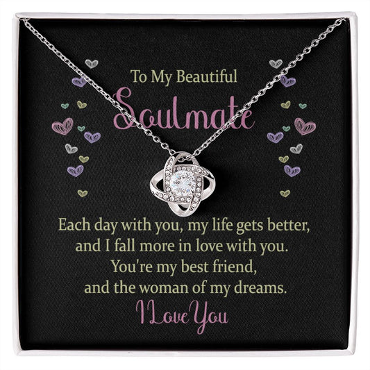 To My Beautiful Soulmate | "Love Knot" Necklace (Chalk Hearts)
