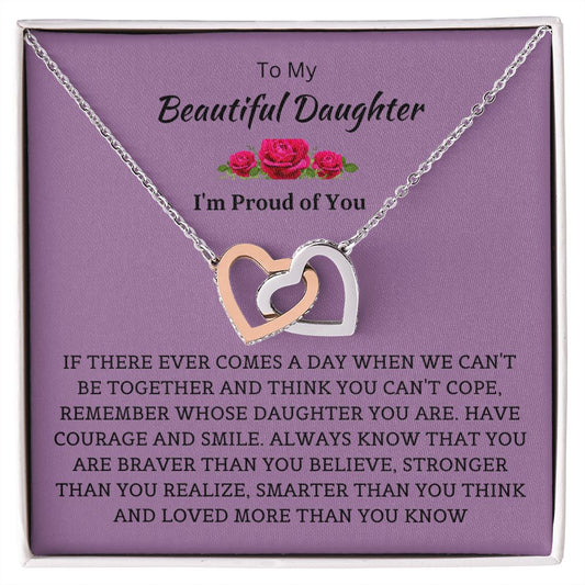 To My Beautiful Daughter | "Hearts Entwined" Necklace (Purple Pride)