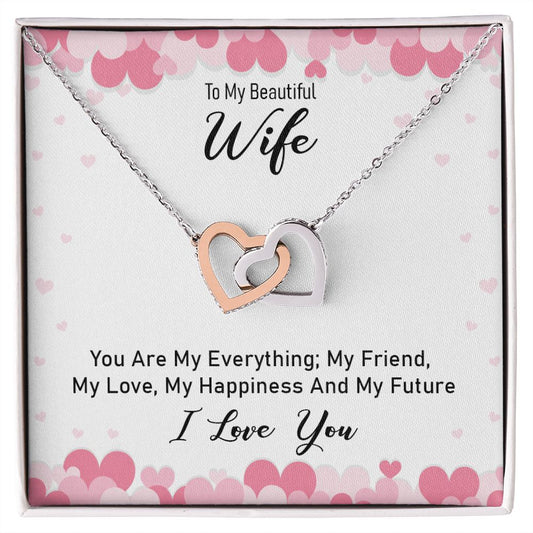 To My Beautiful Wife | "Hearts Entwined" Necklace (Framed Hearts)