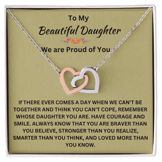To My Beautiful Daughter | "Hearts Entwined" Necklace (Golden Pride)