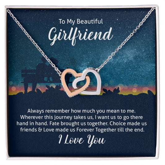 To My Beautiful Girlfriend | "Hearts Entwined" Necklace (Starry Night)