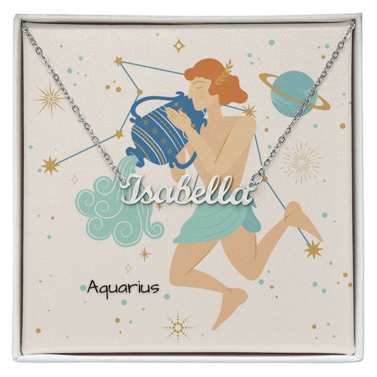 Zodiac | Aquarius (January 21 – February 19) | Name Necklace CUSTOMIZABLE