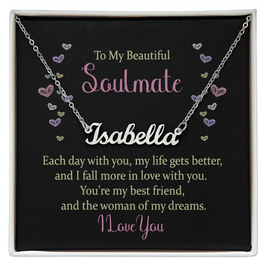 To My Beautiful Soulmate | Customizable Name Necklace (Chalk Hearts)