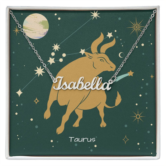 Zodiac | Taurus (April 21 – May 21) | Name Necklace CUSTOMIZABLE
