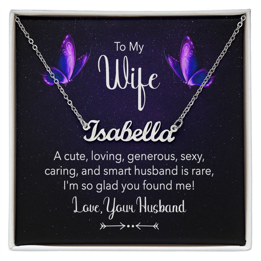 To My Wife | Customizable Name Necklace "Purple Butterfly"