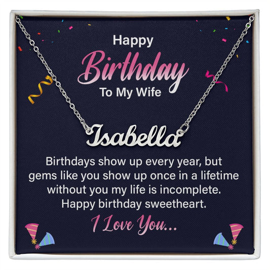 Happy Birthday To My Wife | Customizable Name Necklace