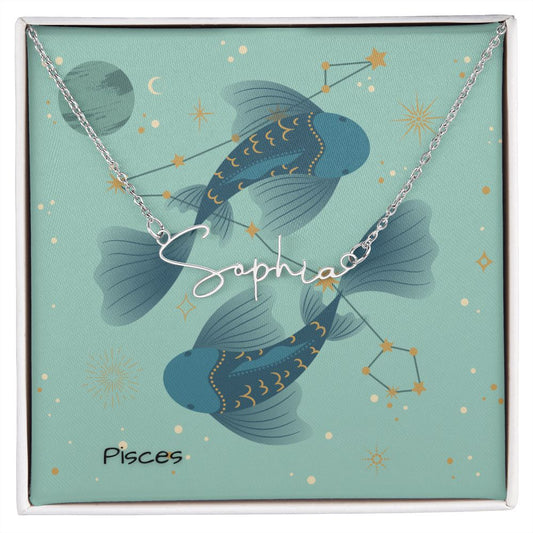 Zodiac | Pisces (February 20 – March 20) | Signature Name Necklace CUSTOMIZABLE