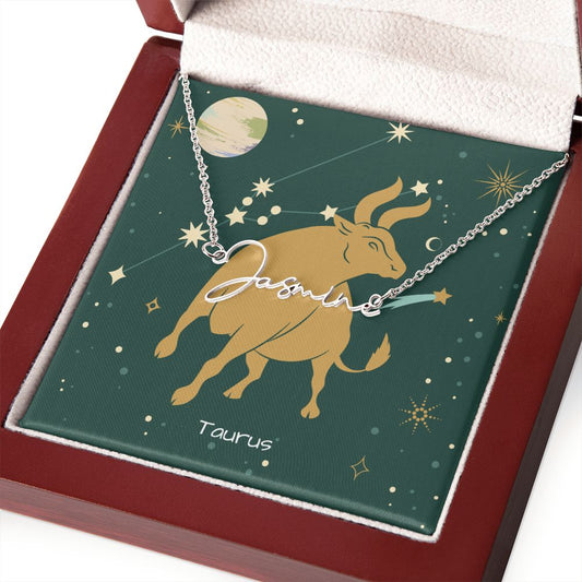 Zodiac | Taurus (April 21 – May 21) | Signature Name Necklace