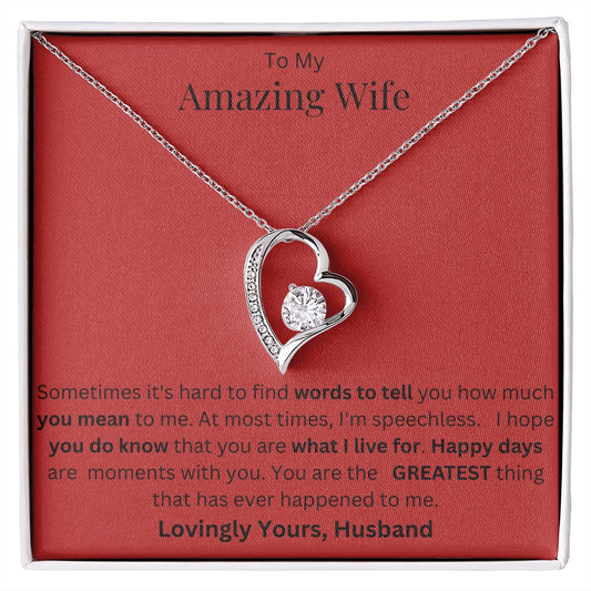 To My Amazing Wife | "Forever Love" Necklace (Black on Red)