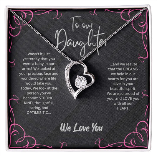 To Our Daughter | "Forever Love" Necklace (Black Pink)